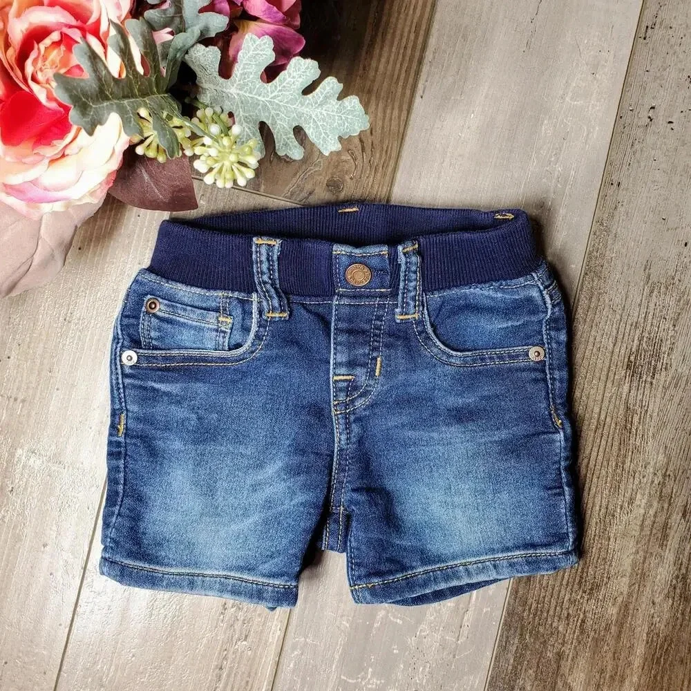 babyGap Dark Wash Stretch Comfort Waistband Jean Shorts Size 12-18m NWOT